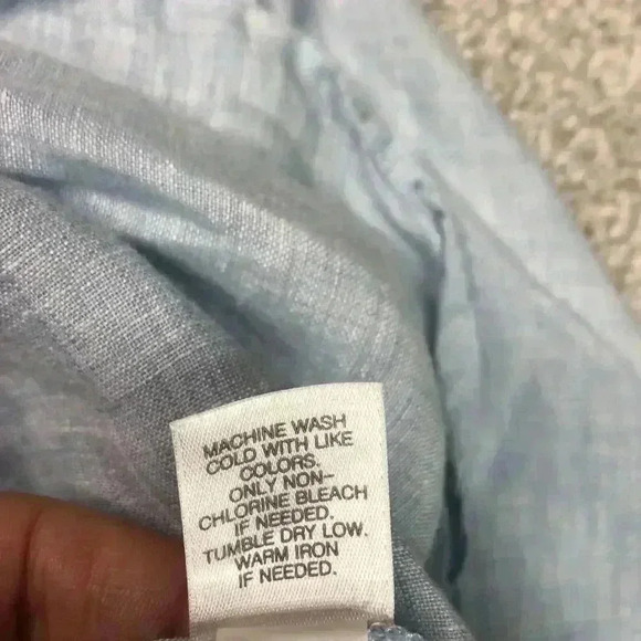 J Jill Love Linen Shirt Blue Color Long Sleeves Button Up Relaxed Fit Sz M - Picture 6 of 9